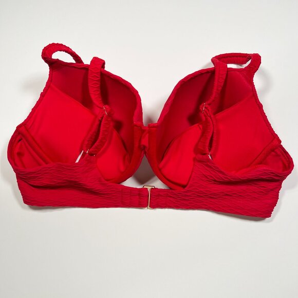 Victoria Secret 40DD Twist Front Push Up Bikini Top Underwire Textured Red - Picture 5 of 8